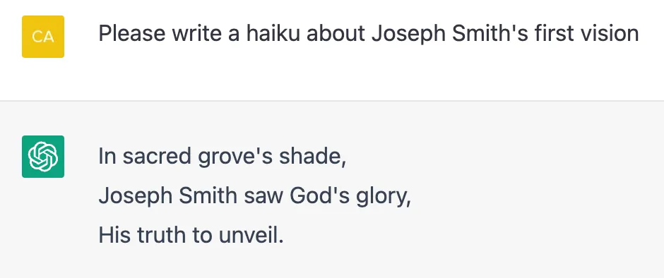 A recent request made by the author to OpenAI's ChatGPT